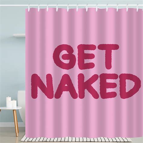 Amazon Hongma Pink Get Naked Shower Curtain Simple Funny Letters Print X Inch Shower