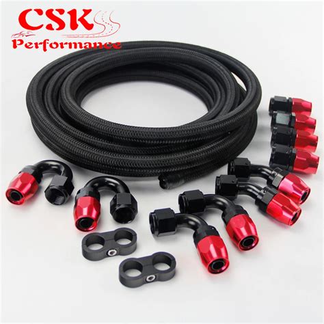 An10 Stainless Steel Nylon Braided Oil Line Hose Fitting Hose End