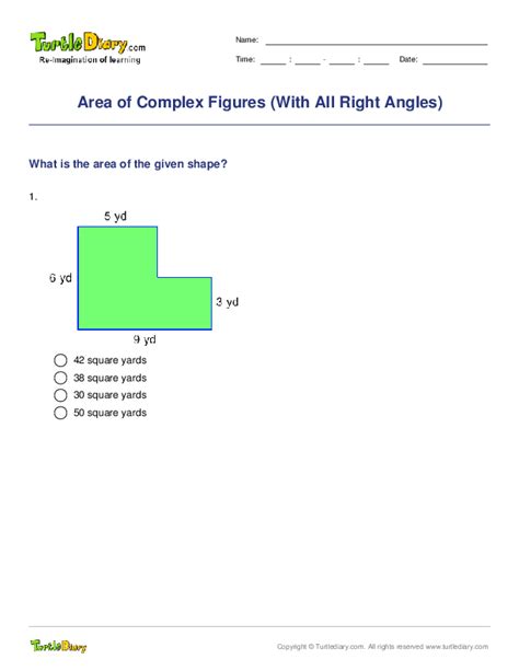 Area Of Complex Figures With All Right Angles Turtle Diary Worksheet