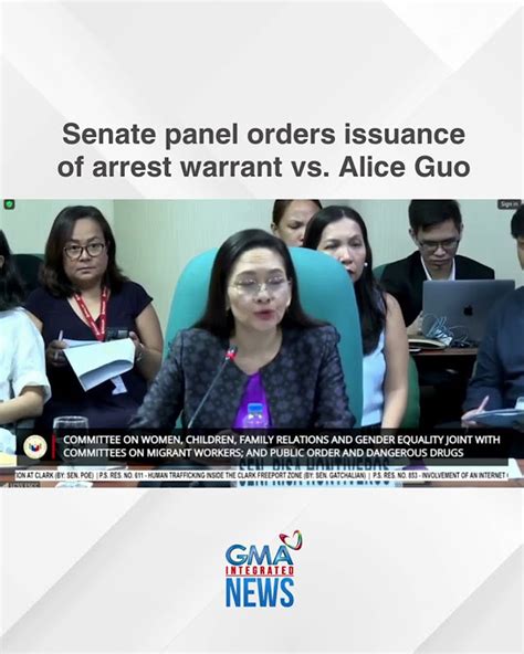 Senate Panel Orders Issuance Of Arrest Warrant Vs Alice Guo Youtube