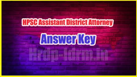 Hpsc Assistant District Attorney Answer Key 2024 Release Pdf Download