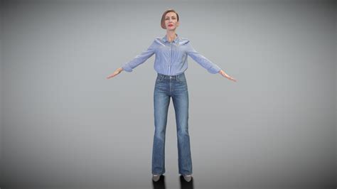 Attractive Woman In Jeans In A Pose 346 Buy Royalty Free 3d Model By