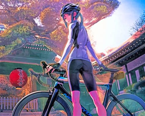 Anime Girl With Bicycle - Paint By Numbers - Num Paint Kit