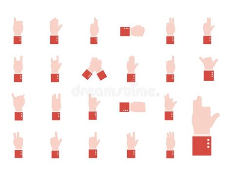 Hand Sign Language Alphabet Flat Style Icons Collection Vector Design