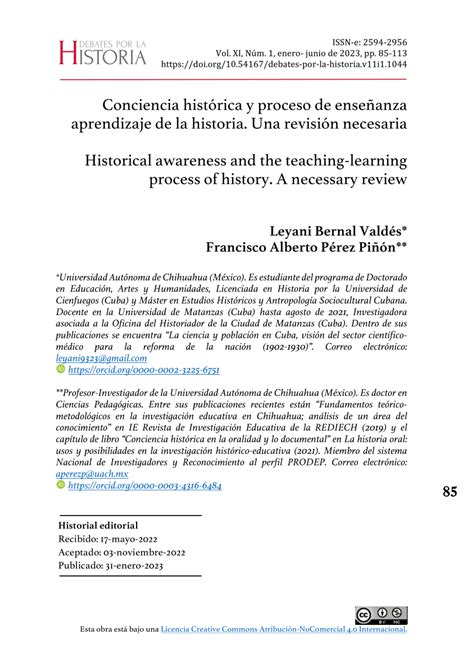 PDF Conciencia histórica y proceso de enseñanza aprendizaje de la