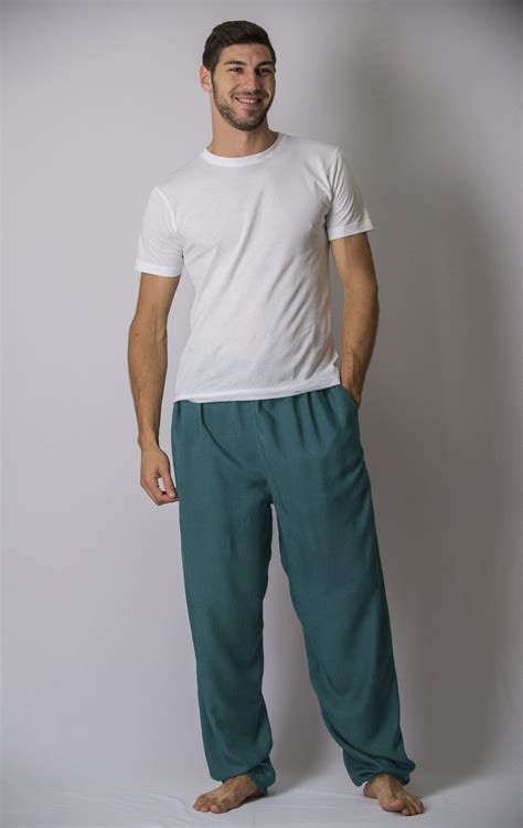 Solid Color Drawstring Mens Yoga Massage Pants In Dark Teal Harem Pants