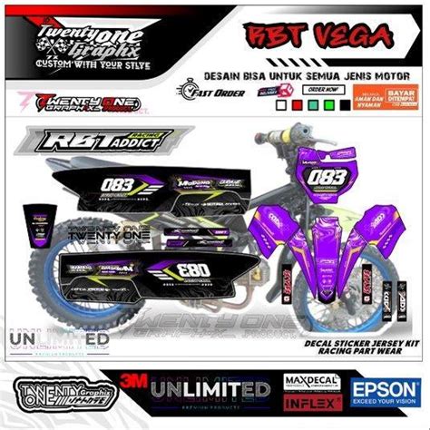 DECAL STIKER RBT YAMAHA VEGA R NEW OLD UNGU Kekinian BEBEK TRAIL MODIF