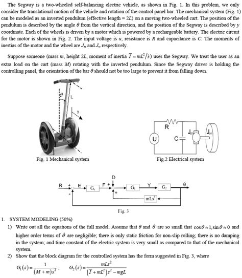 Solved The Segway Two Wheeled Self Balancing Electric Vehicle As