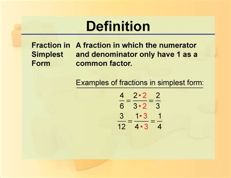 Definition Fraction Concepts Fraction In Simplest Form Media Math