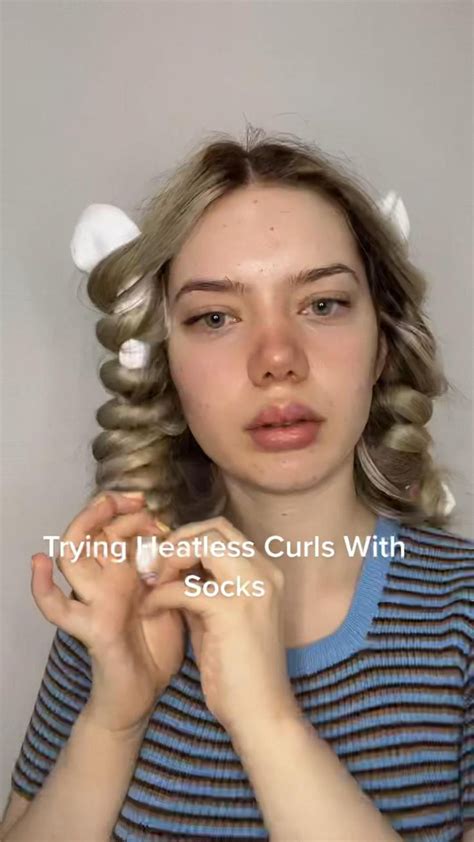 Overnight Heatless Curls Using Socks