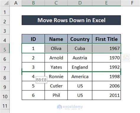 How To Move Rows Down In Excel 6 Ways Exceldemy