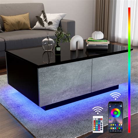 Hommpa Led Coffee Table For Living Room Modern Furniture With