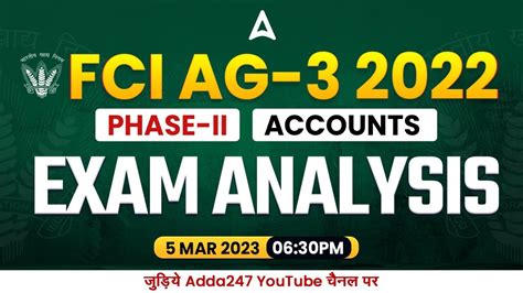 FCI AG 3 Mains 2023 Accounts Exam Analysis FCI AG 3 Phase 2 Question