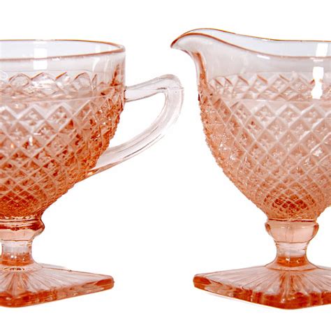 Anchor Hocking Miss America Pink Depression Glass Cream And Sugar Bowl