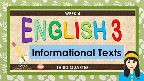 Informational Texts English Quarter Week Pivot R A Youtube