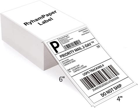 Ryhampaper 4 X 6 Fanfold Direct Thermal Labels White Mailing Postage Labels Perforated