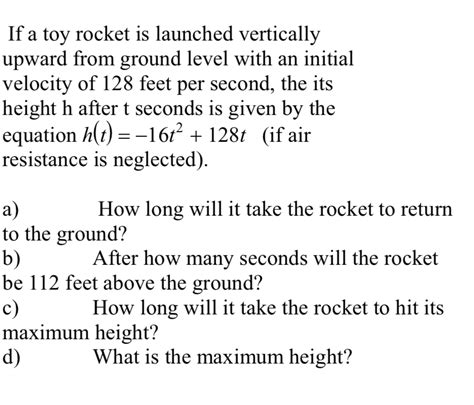 Solved If A Toy Rocket Is Launched Vertically Upward From Chegg