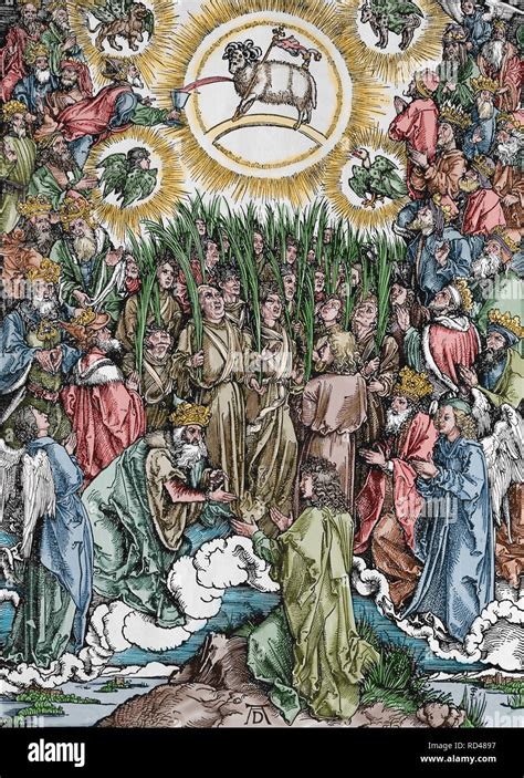 The Hymn In Adoration Of The Lamb Apocalypse Woodcut By Albrecht