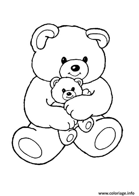 Coloriage Nounours Avec Son Bebe Ourson Dessin Nounours à Imprimer