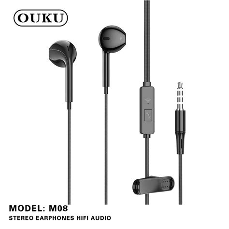 หูฟังหูแบน Ouku M08 รองรับมือถือทุกรุ่น มีถุงใสหูฟังกันน้ำ Myhappyphones