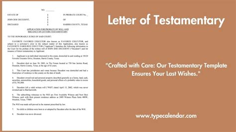 Free Printable Letter Of Testamentary Templates Pdf Sample