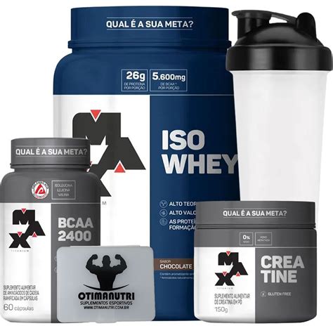 Combo Iso Whey 900g Chocolate Creatina 150g Bcaa Porta Caps