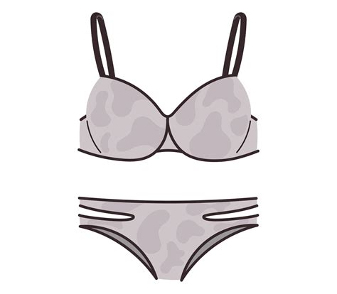 Set Of Women Sexy Underwear Cartoon Feminine Bra And Panties Two Piece Bikini Swimsuit Vector