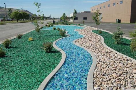 Tumbled Glass Dry River Bed Available Locally Landscape Glass Stone Landscaping