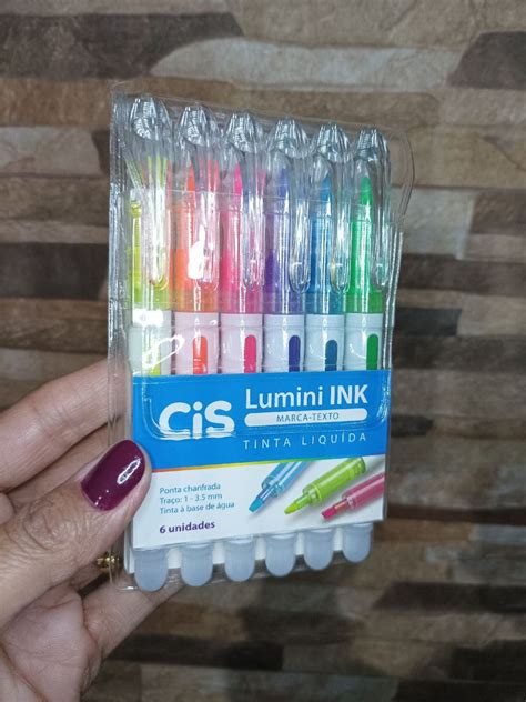 Caneta Marca Texto Cis Lumini Ink Tinta Liquida Neon C 6 Uni Item De