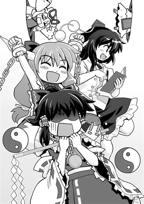 Hakurei Reimu Yakumo Yukari Shameimaru Aya And Ibuki Suika Touhou