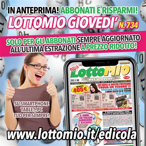 Arrivato in ANTEPRIMA il nuovo LOTTOMIO DEL GIOVEDI N 734 chi è