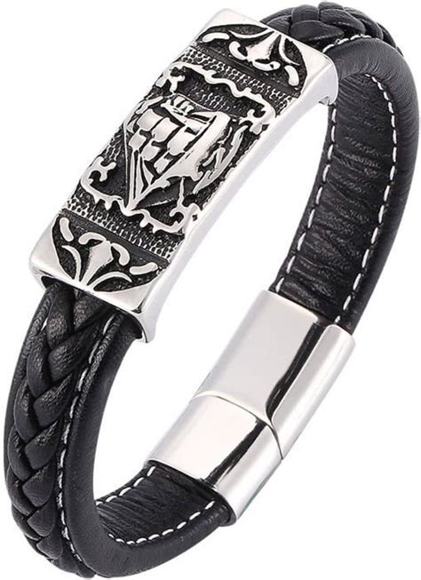 Bracelet Homme Cuir Personnalis Bracelet Homme Cuir Noir Acier