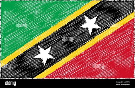 Vector Drawing Of Sketch Style Saint Kitts And Nevis Flag Stock Vector Image And Art Alamy