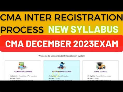 CMA Inter Registration Process December 2023 Exam Icmai YouTube