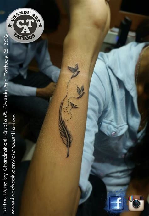 Feather with birds tattoo 3 Birds Tattoo, Feather With Birds Tattoo ...