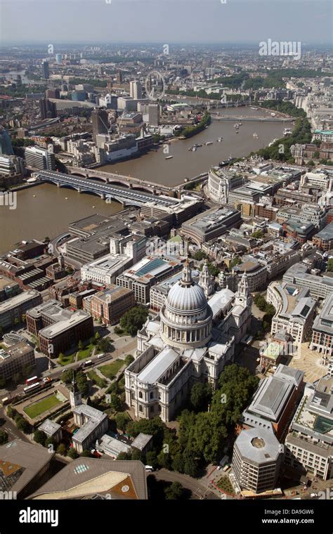 Aerial View Of St Paul S Cathedral Looking West Down The Thames Towards