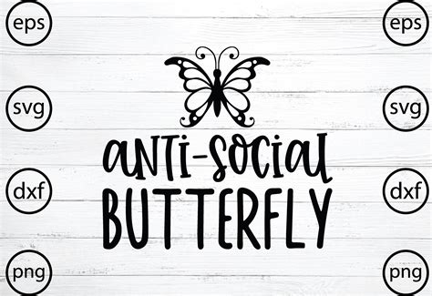 Anti Social Butterfly Svg Grafica Di BDB Graphics Creative Fabrica