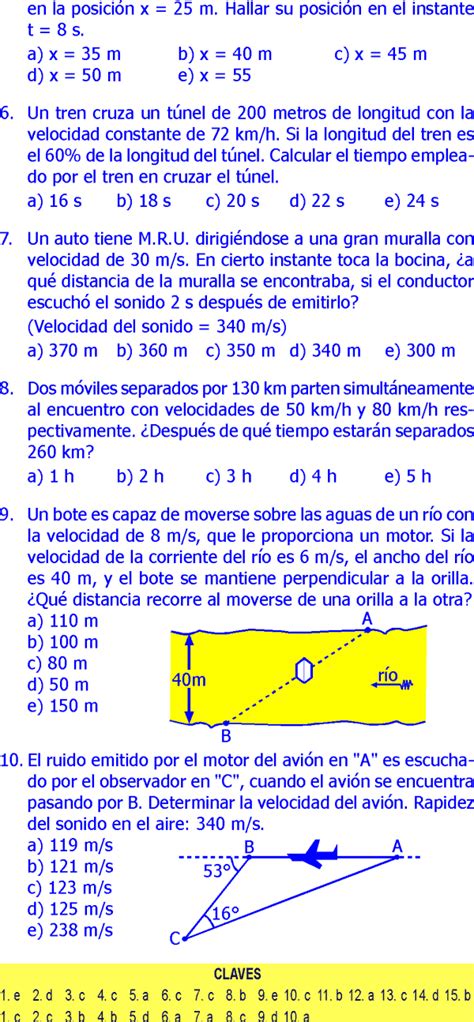 Mru Movimiento RectilÍneo Uniforme Problemas Resueltos Pdf