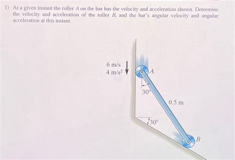 Solved At A Given Instant The Roller A On The Bar Has The Chegg