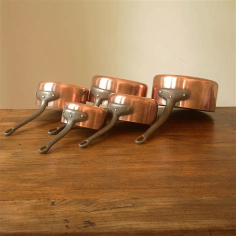 Vintage French Copper Pots With Cast Iron Handles Set Of 5 Cest