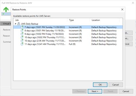 Step Select Restore Point Veeam Backup For Nutanix Ahv User Guide