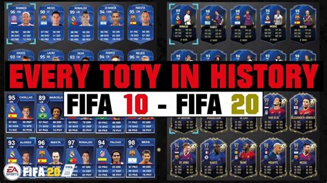 EVERY TEAM OF THE YEAR IN FIFA HISTORY FIFA 10 FIFA 20 YouTube