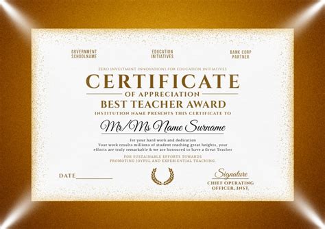 Download Editable Best Teacher Award Certificate Template