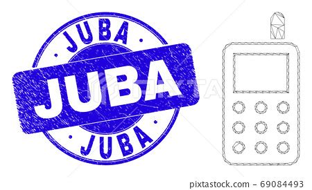 Blue Scratched Juba Stamp and Web Carcass Radio 插圖素材 69084493