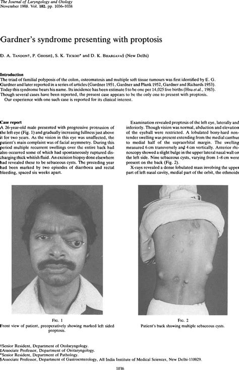 Gardner S Syndrome Presenting With Proptosis The Journal Of