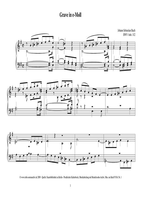 Johann Sebastian Bach Prelude In E Minor Bwv Anh Pdf