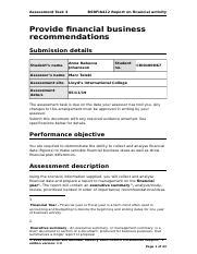 Assessment Task 3 DONE Docx Assessment Task 3 BSBFIA412 Report On