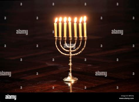 Candlestick With 7 Candles Jewish Menorah Stock Photo Alamy