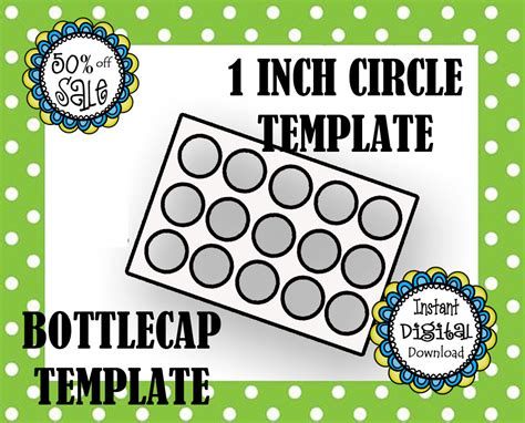 1 Inch Circle Template Bottle Cap Template Make Your Own