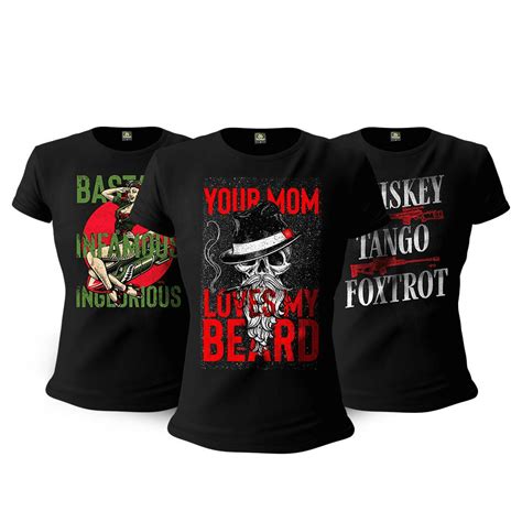 Kit 3 Camisetas Baby Look Femininas Militares Infamous Beard Tactical